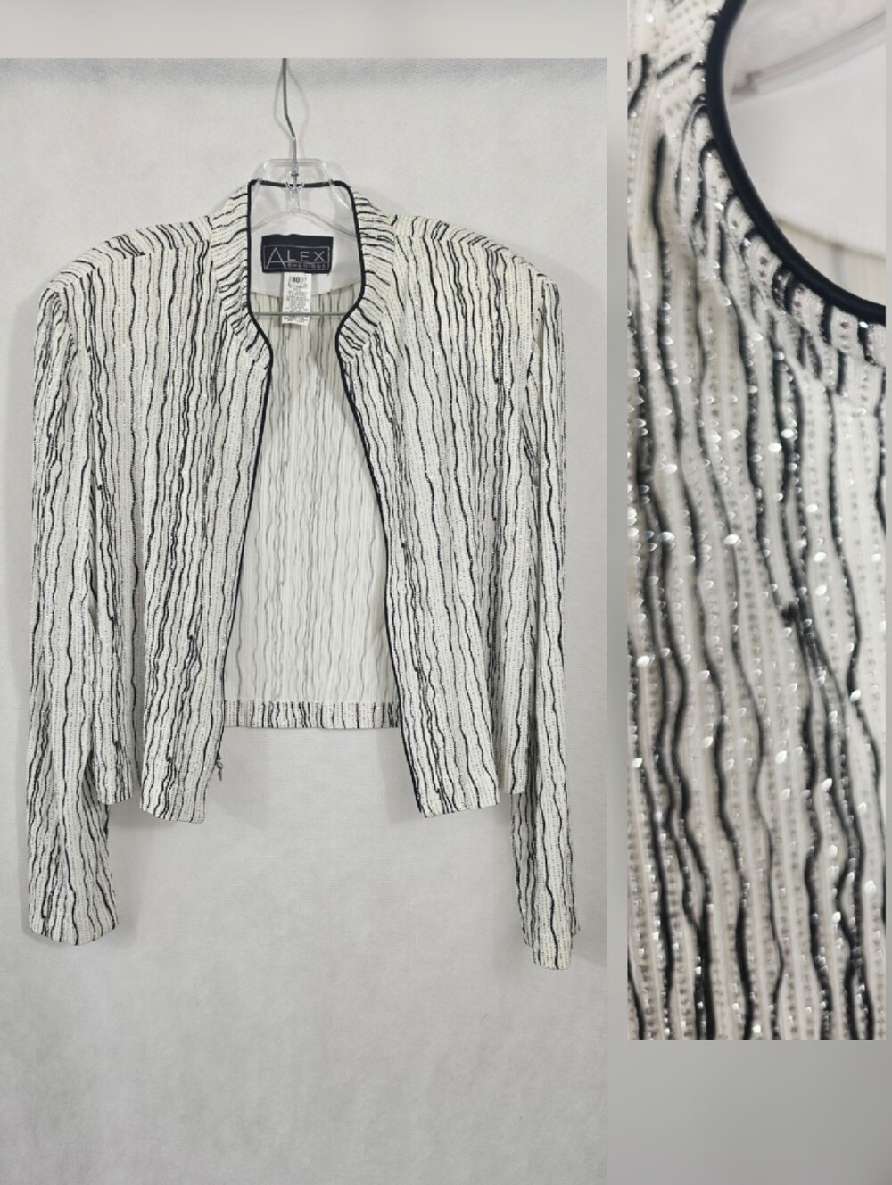 Alex Evenings Bling Drizzle Print Zip Front Jacket